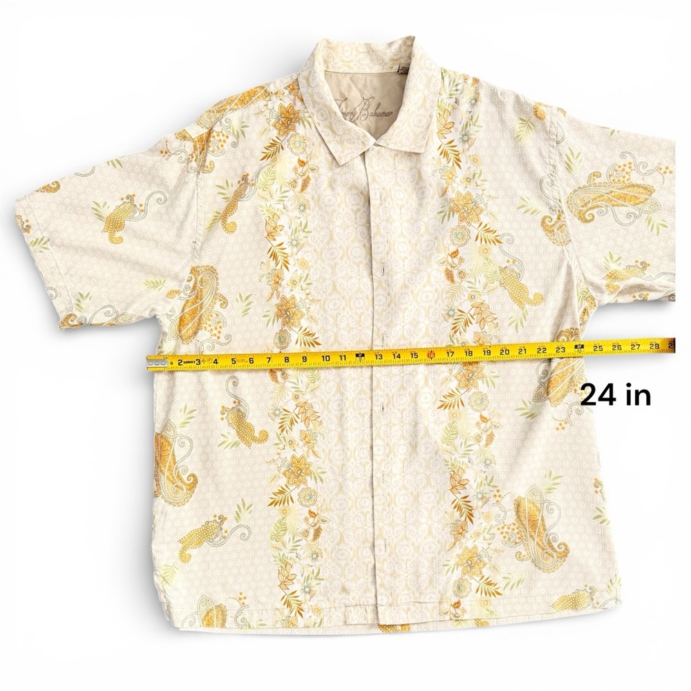 Tommy Bahama Shirt For Men Cream Paisley Print Silk Button Front Size XL - Picture 10 of 10